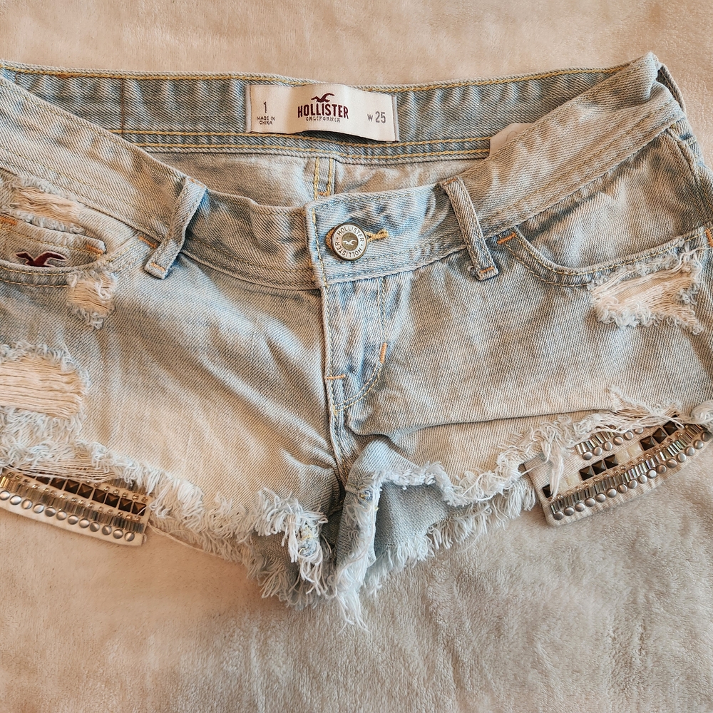 Hollister Light Blue Distressed Jean Shorts